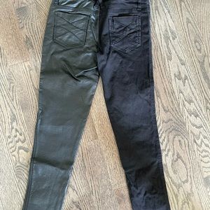 Women’s black punk jeans half & half faux leather